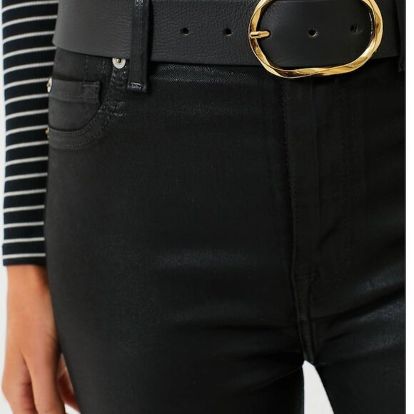 7 For All Mankind The Black Coated High Waist Ankle Skinny